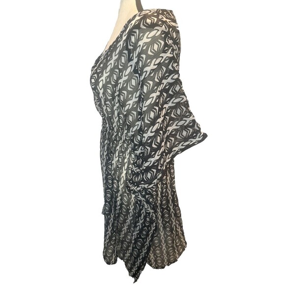 BLACK & WHITE Polyester V Neck Swimsuit Coverup Dress Side Slits One Size - Picture 4 of 6